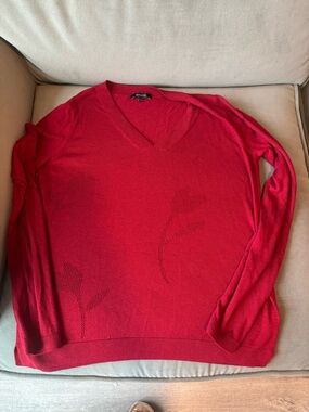 Red V-Neck Sweater ( light knit)